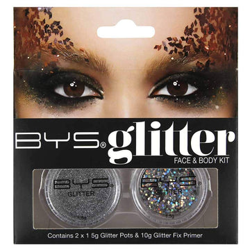 Bys Glitter Face And Body Kit With Primer - Silver : Beauty & Personal Care