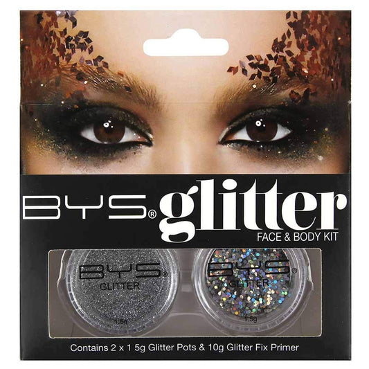 Bys Glitter Face And Body Kit With Primer - Silver : Beauty & Personal Care
