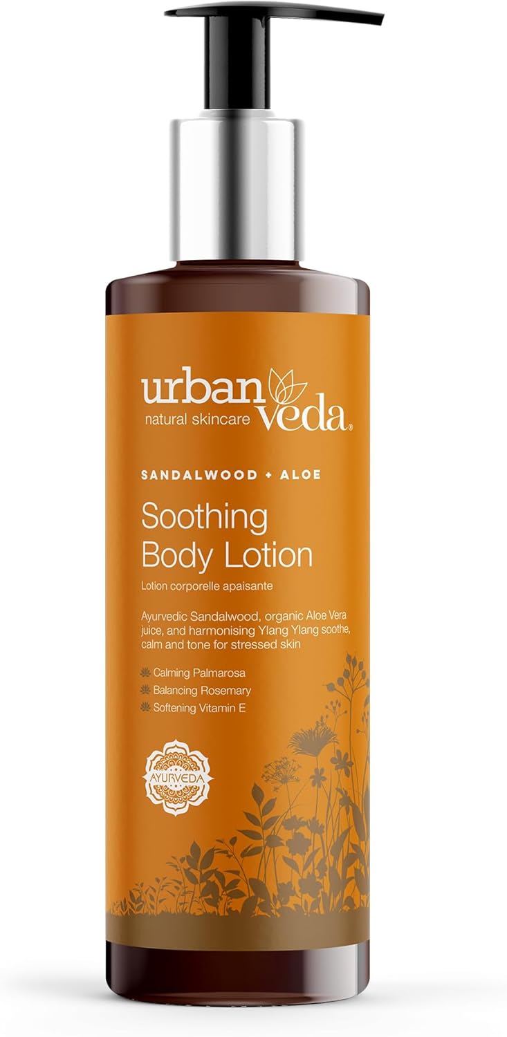Urbanveda Soothing Body Lotion | Natural Moisturiser For Calming The Skin | Hydrating Moisturiser With Aloe Vera & Sandalwood | Body Moisturiser For Dry Skin | Body Lotion Women & Men | 250 Ml