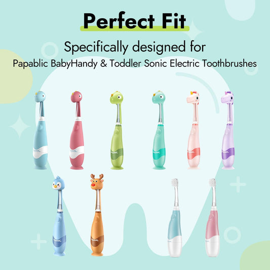 Papablic Replacement Toothbrush Heads - 2 Count | Compatible with Papablic BabyHandy & Toddler Sonic Electric Toothbrushes (18-36 Months)