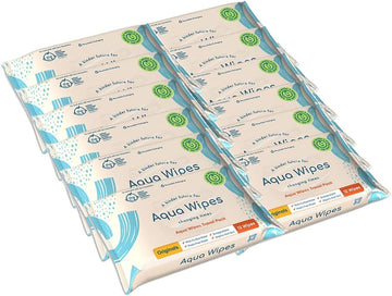 Aqua Wipes Originals (Travel Size) Baby Wipes - Biodegradable Wipes - 99.6% Purified Water Paediatrician Tested – Plastic Free Wipes With Organic Aloe Vera Extract - 12 Packs, 12 Wipes Per Pack