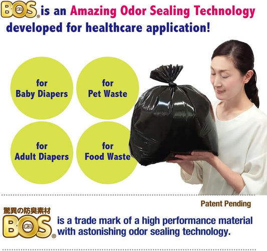 Bos Amazing Odor Sealing Disposable Bags For Commode Liners, Adult Diapers Or Any Sanitary Product - Durable & Unscented (50 Bags) [5.2 Gallon/20L, Color: Black]