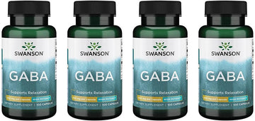 Swanson Gaba - Amino Acid Supplement Promoting Calm & Relaxation To Support Restful Sleep - High Potency Formula To Support Healthy Stress Levels - (100 Capsules, 500Mg Each) 4 Pack