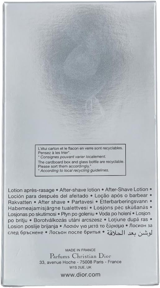 Christian Dior Unisex Locion Dior Homme Lotion After Shave 100Ml, Black, One Size Uk