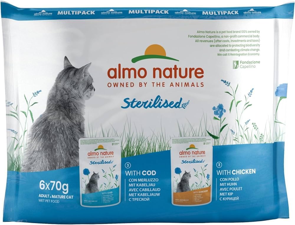 Almo Nature Functional Sterilised Wet Cat Pouch Multipack 6x70g, clear?66562