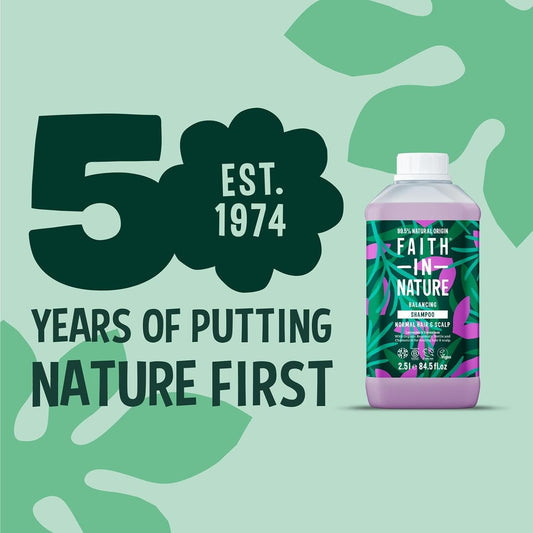 Faith In Nature Natural Lavender & Geranium Shampoo, Balancing For Normal Hair & Scalp, Vegan & Cruelty Free, No Sls, Silcones Or Parabens, 2.5L Refill