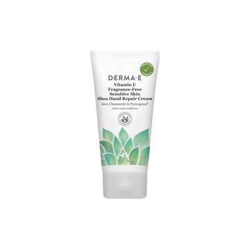 DERMA-E Vitamin E Fragrance Free Sensitive Skin Shea Hand Repair Cream – Intensive Therapy Hand Cream – Cruelty Free Unscented Hand Lotion for Dry or Cracked Skin, 2 oz