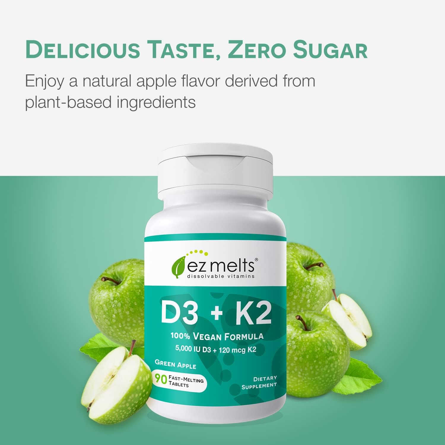 EZ Melts Dissolvable Vitamin D3 K2 5,000 IU, Bone & Joint Support, Sugar-Free, 3-Month Supply : Health & Household
