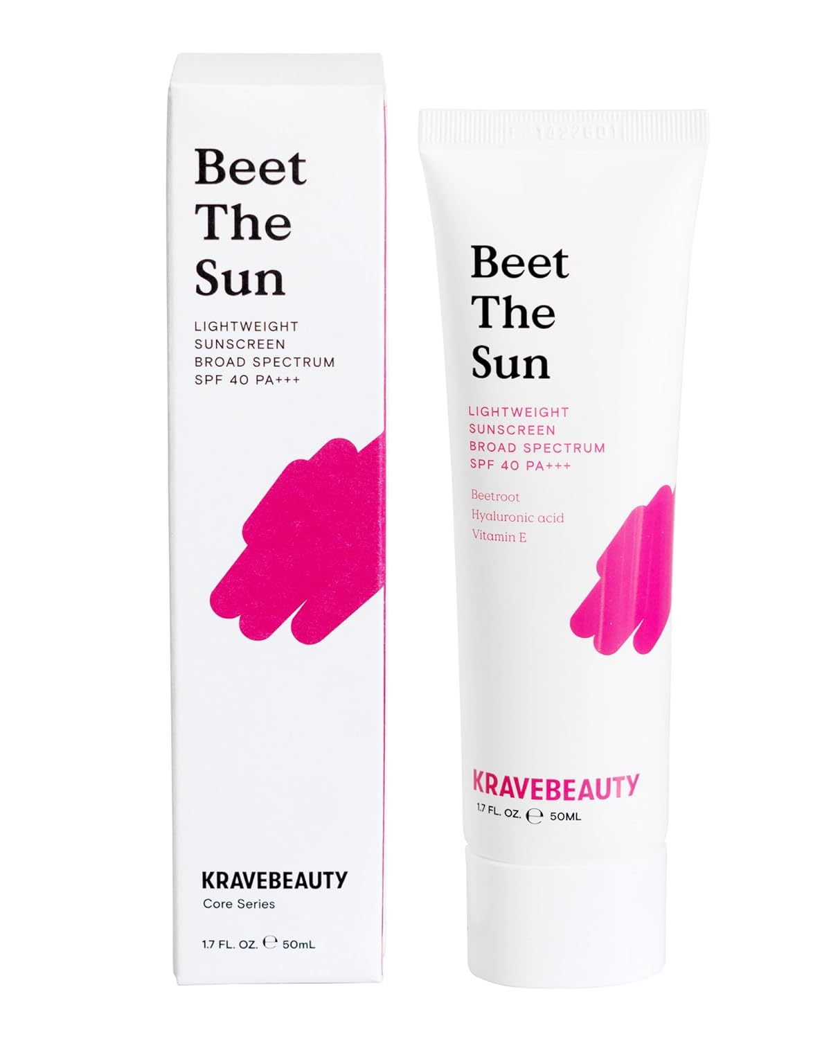 Kravebeauty Beet The Sun Spf 40 Pa+++ Broad Spectrum Sunscreen, Daily Non-Greasy Chemical Spf, No White Cast Or Pilling, For All Skin Types, Vegan & Cruelty Free, 1.7 Fl Oz