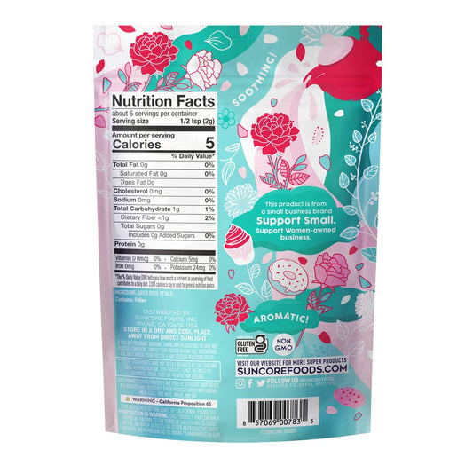 Suncore Foods Dried Rose Petals Bloom, Caffeine-Free Tea, Gluten-Free, Non-GMO, 0.3oz (1 Pack)