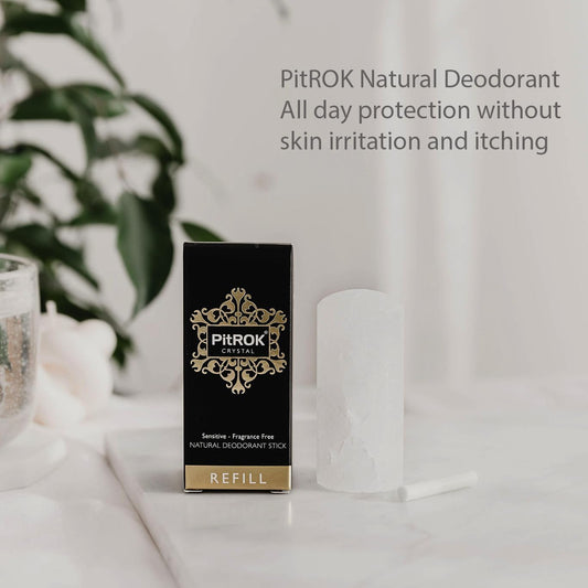 Pitrok Crystal Natural Deodorant Stick 1X100G - Cardboard Tube 'Push-Up' Format. Ready To Use Or Use To Refill Your Pitrok Original Holder. Vegan, Cruelty Free, Fragrance Free