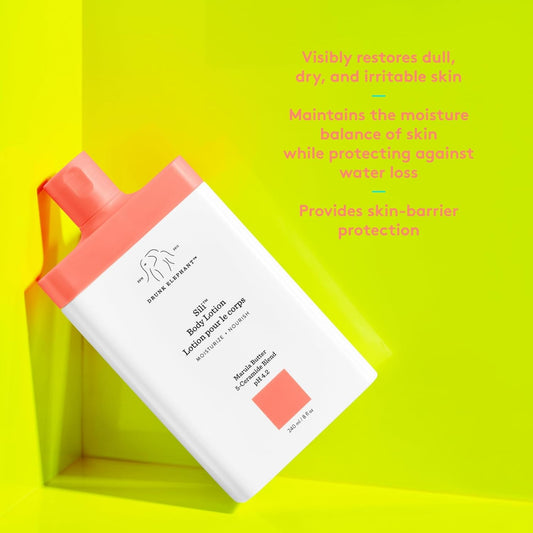 Drunk Elephant Sili Body Lotion - 240 Ml/8 Fl Oz - Lightweight Daily Lotion - Clean Clinical Skincare - Cruelty-Free - Dermatologist Tested - Free Of Essential Oils, Silicones, And Fragrance