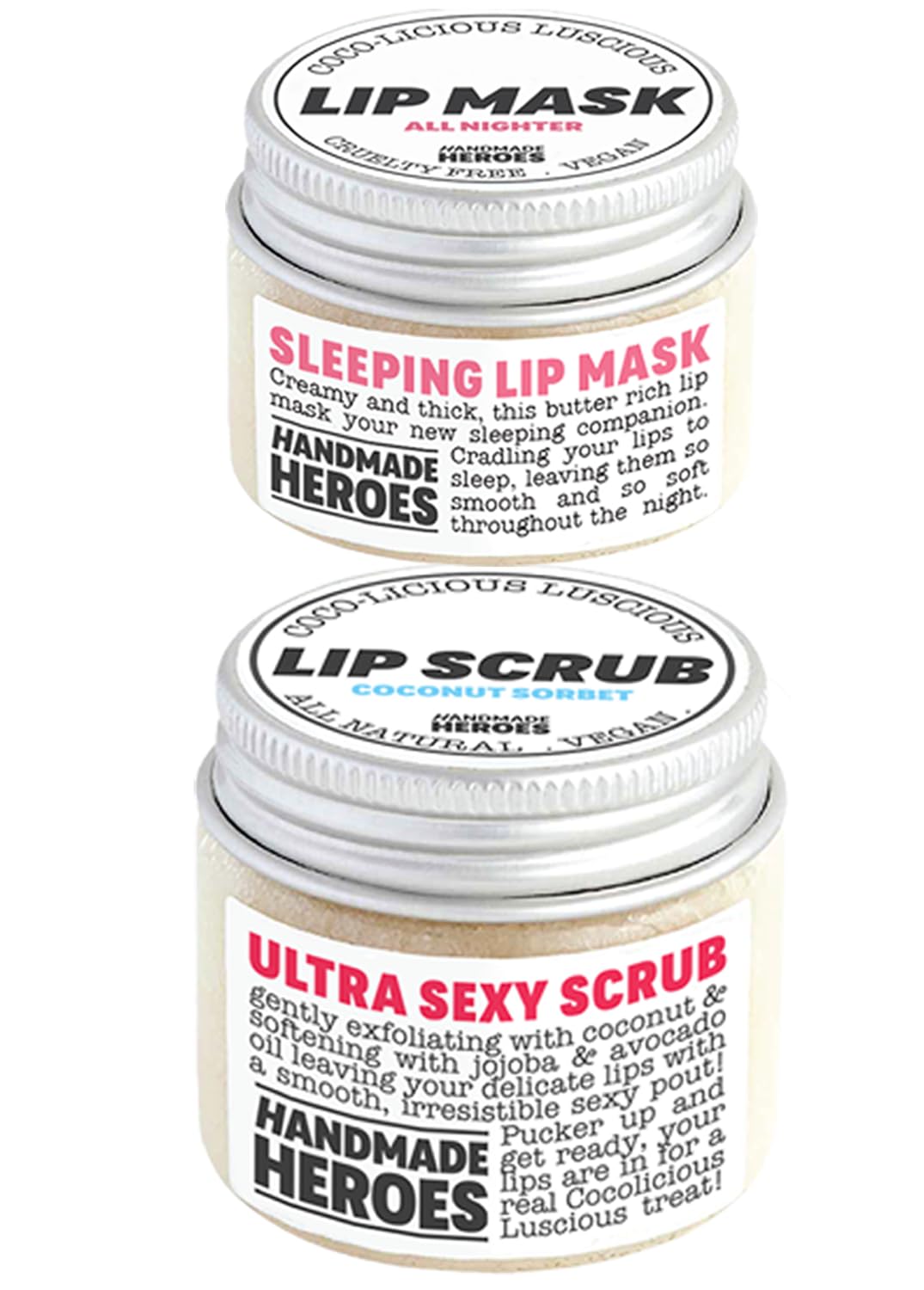 Lip Scrub and Lip Mask Bundle - Clean Beauty Sustainable Skincare Lip Exfoliator and Lip Treatment