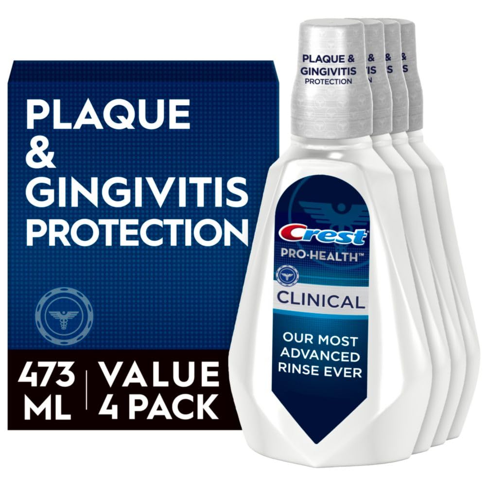 Crest Pro-Health Clinical Mouthwash With Cpc (Cetylpyridinium Chloride), Gingivitis Protection, Alcohol Free, Deep Clean Mint, 473 Ml (16 Fl Oz), 4 Count