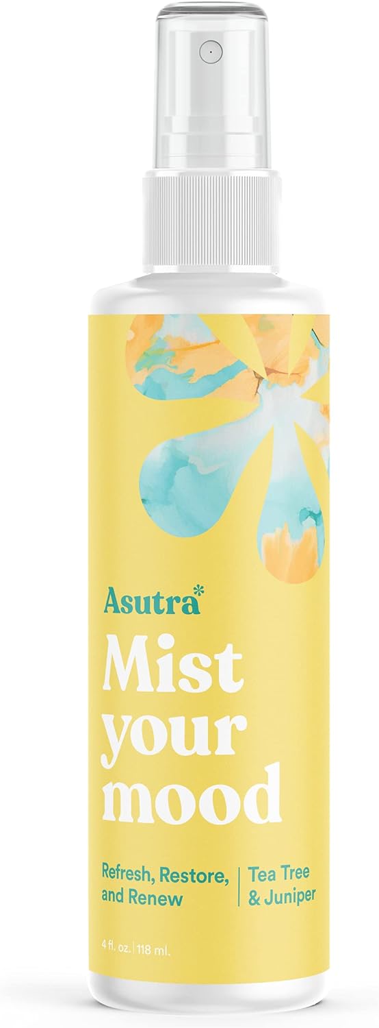 ASUTRA Tea Tree & Juniper Essential Oil Blend, Multi-Use Aromatherapy Spray, 4 fl oz | for Face, Body, Rooms, & Linens | Car, Fabric, and Bathroom Freshener | Refresh & Rejuvenate Skin