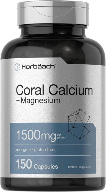 Horbäach Coral Calcium 1500mg 150 Capsules | Plus Magnesium | Non-GMO, Gluten Free Supplement