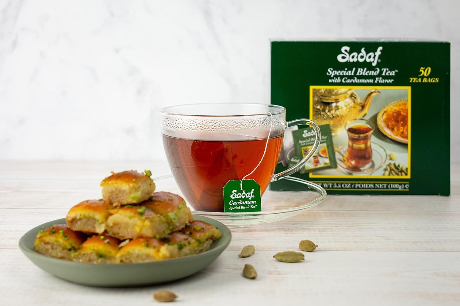 Sadaf Cardamom Tea Bags | Special Blend Cardamom Ceylon Black Tea | Quicktea Product Harvested In Sri Lanka | 100 Bags (Pack Of 2)