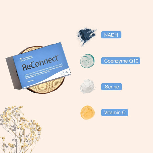 Vitae Reconnect | Nadh, Coq10, Serine, Vitamin C | Energy | Improve Performance | Memory | Mental Fatigue | Focus And Concentration | 30 Tablets