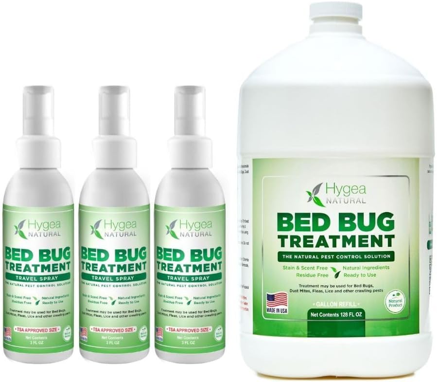 Bed Bug Travel Spray 3Oz (3 Pack) + Bed Bug Refill 128Oz Bundle - Stain And Scent Free, Safe For Children And Pets