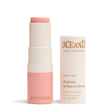 ATTITUDE Oceanly Sheer Lip Gloss Stick, Titanium Dioxide-Free, EWG Verified, Plastic-Free, Vegan & Cruelty-free Makeup, Silky Pink, 0.12 Ounces