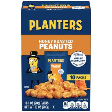 Planters Honey Roasted Peanuts (60 Ct Pack, 6 Boxes Of 10 Bags)