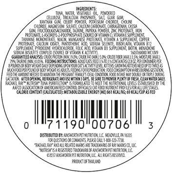 Rachael Ray Nutrish Natural Wet Cat Food with Added Vitamins, Minerals & Taurine, Tuna Purrfection Recipe, 2.8 Ounce Cup (Pack of 12), Grain Free : Pet Supplies
