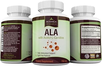 Alpha Lipoic Acid With Acetyl L Carnitine - Ala Alc Anti Aging Health & Wellness Formula To Support Nerve Health, Tingling Feet, Hands, Limbs 60 Vitamin Complex Capsules