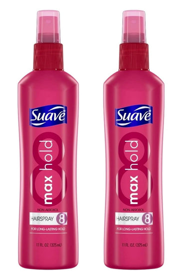 Suave Hairspray, Max Hold 8 – Non-Aerosol Hair Spray, Extra Hold, Anti-Frizz Hair Products, Scented, 11 Oz (Pack of 2)