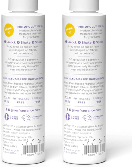 Grow Fragrance Scented Fabric and Room Air Freshener Spray - Certified Non-Toxic, 100% Plant-Based Essential Oils - 5 oz (Lavender Blossom 2-Pack)