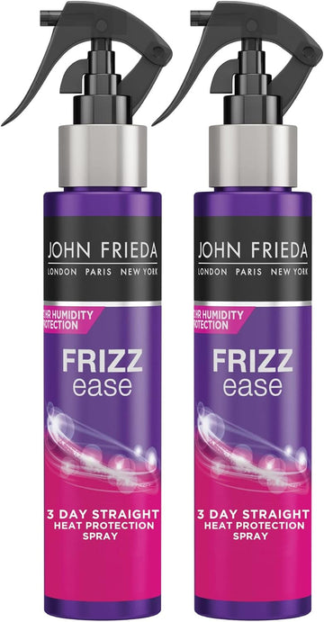 John Frieda Frizz Ease 3 Day Straight Heat Protection Spray, Keratin Infused Straightening Spray, Anti Frizz Heat Protectant For Curly Hair, 3.5 Ounce (Pack Of 2)