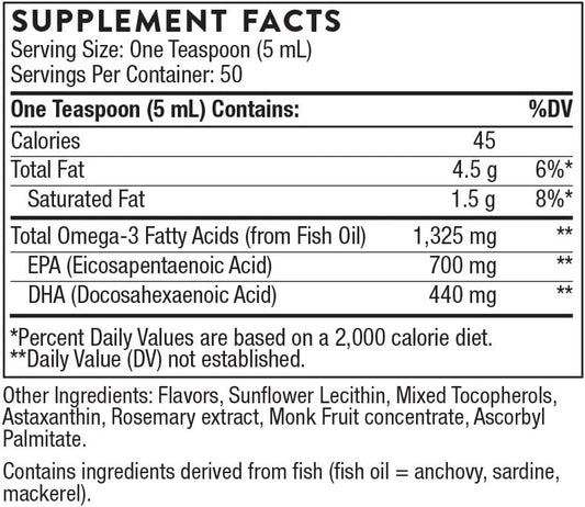 Thorne Omega Superb - Easy Dosing Fish Oil Liquid With Epa And Dha - Lemon Berry - 8.45 Fl Oz (250 Ml)