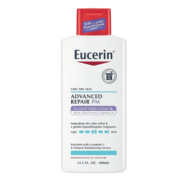 Eucerin Advanced Repair Night Lotion, 48 Hour Moisturizing Body Lotion For Dry Skin, Paraben Free Body Lotion With A Hypoallergenic Soothing Scent, 13.5 Fl Oz Bottle