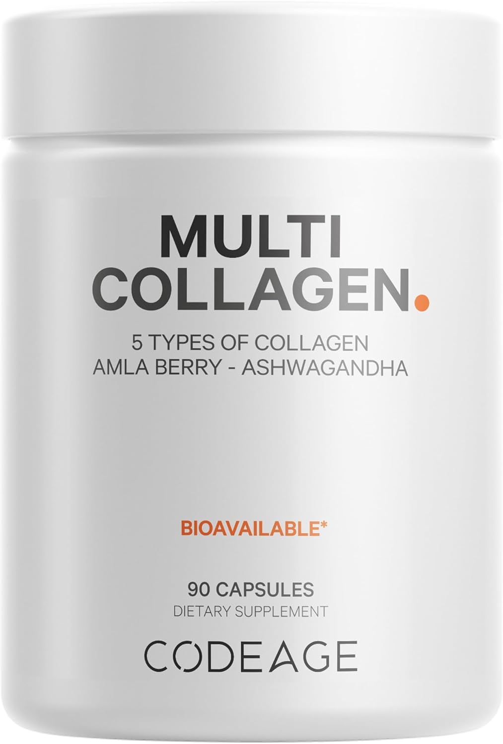 Codeage Multi Collagen Peptides Protein Capsules, 5 Collagen Types, Grass-Fed Hydrolyzed Collagen Pills Supplement, Ashwagandha, Amla Berry, Bone Broth, Joint, Skin, Hair, Nails Support, 90 Count