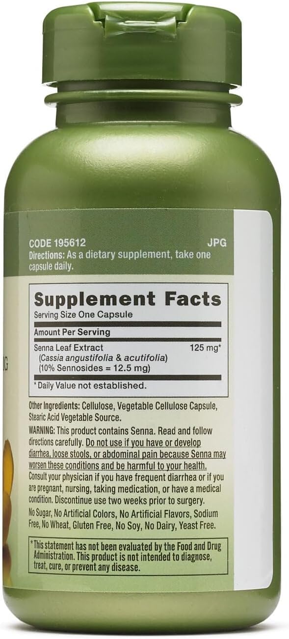 Gnc Herbal Plus Senna Leaf Extract 125Mg, 100 Capsules, A Natural Laxative : Health & Household