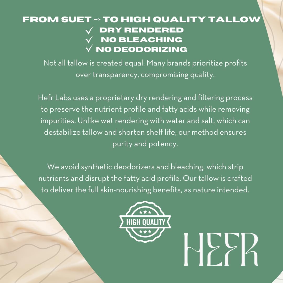 Hefr 100% Grass Fed Beef Tallow For Skin Care, All-Natural Face And Body Whipped Beef Tallow Moisturizer, Organic Beef Tallow Moisturizer For Skin, Face And Body Lotion - (Living Lavandula) 4 Oz : Beauty & Personal Care