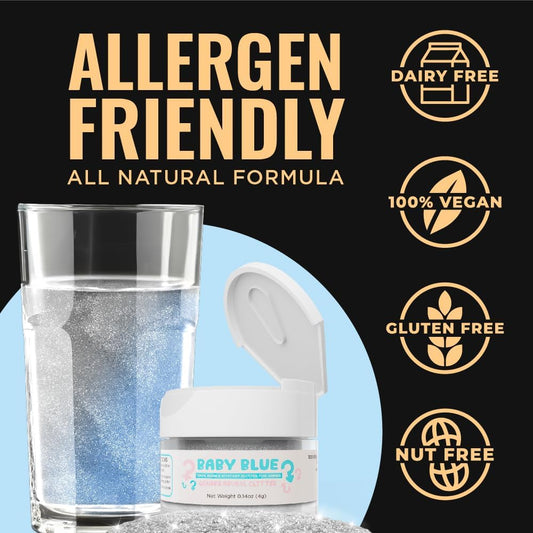 Brew Glitter - Baby Blue Gender Reveal (4G 1X Shaker Jar) | Color Changing Edible Drink Glitter Created For Cocktails, Beer, Wine, Soda, Tea, Lemonade, Juice, Garnish, & Any Other Beverage
