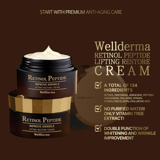 Wellderma Retinol Peptide Lifting Restore Cream?with Retinoid Treatment To Firm Skin, Reduce Wrinkles, Fine Lines, Signs Of Aging