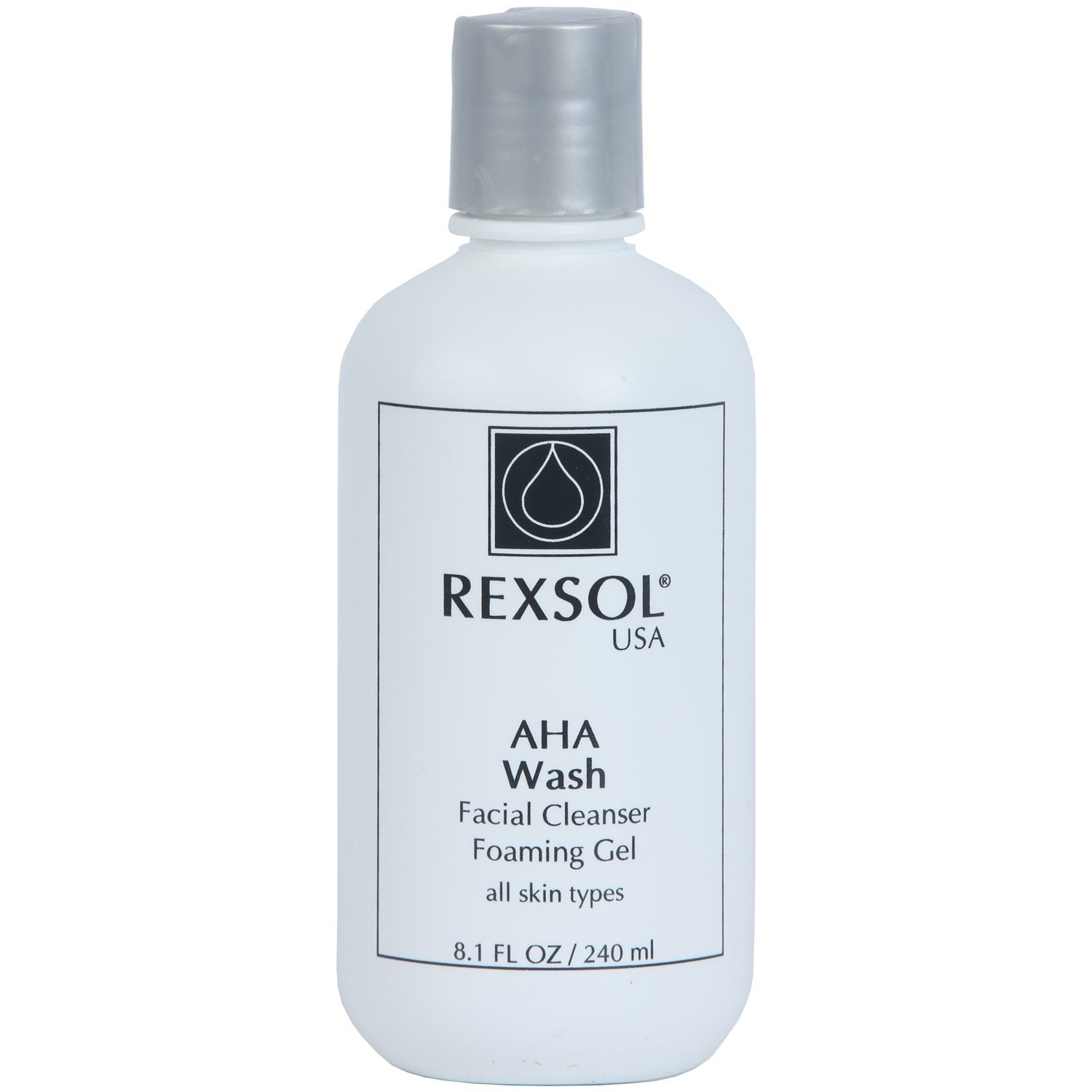 Rexsol Aha Wash Facial Cleanser Foaming Gel | With Vitamin E, Arnica Extract, Ginsing Extract, St. John'S Wort Extract | Promotes Freshness And Comfort | Leaves Skin Clean & Soft. (240 Ml / 8.1 Fl Oz)