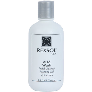 Rexsol Aha Wash Facial Cleanser Foaming Gel | With Vitamin E, Arnica Extract, Ginsing Extract, St. John'S Wort Extract | Promotes Freshness And Comfort | Leaves Skin Clean & Soft. (240 Ml / 8.1 Fl Oz)