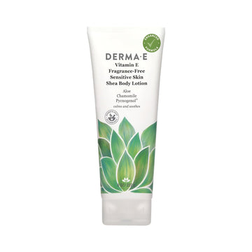 DERMA-E Vitamin E Fragrance Free Therapeutic Shea Body Lotion – Natural Moisturizer for Sensitive Skin – Unscented Soothing Moisturizing Cream, 8 oz