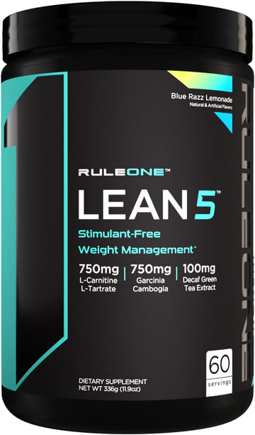 Rule 1 R1 Lean5, Blue Razz Lemonade - 11.9 oz - Stimulant-Free Formula