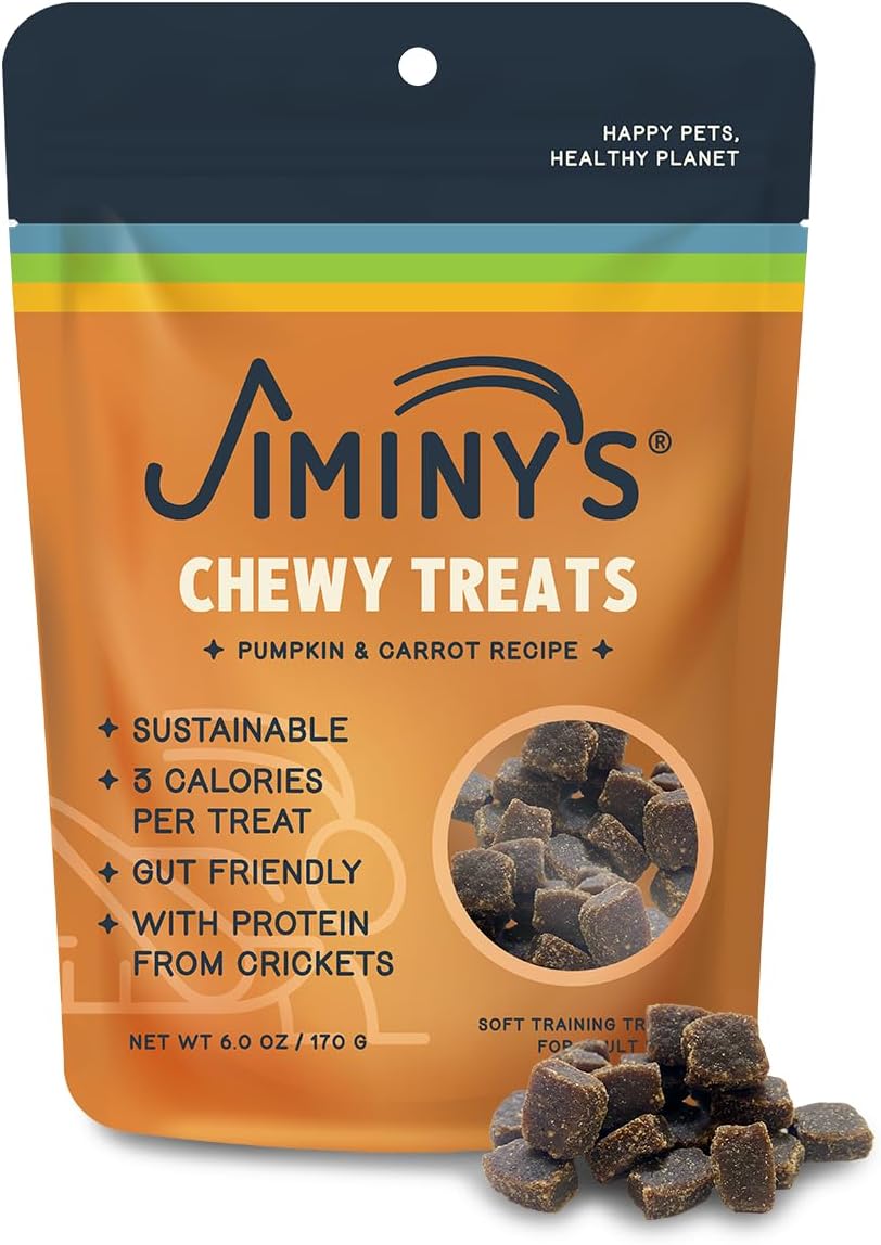 Jiminy's Chewy Cricket Dog Training Treats, Hypoallergenic, 6oz, Pumpkin & Carrot (Pack of 1)