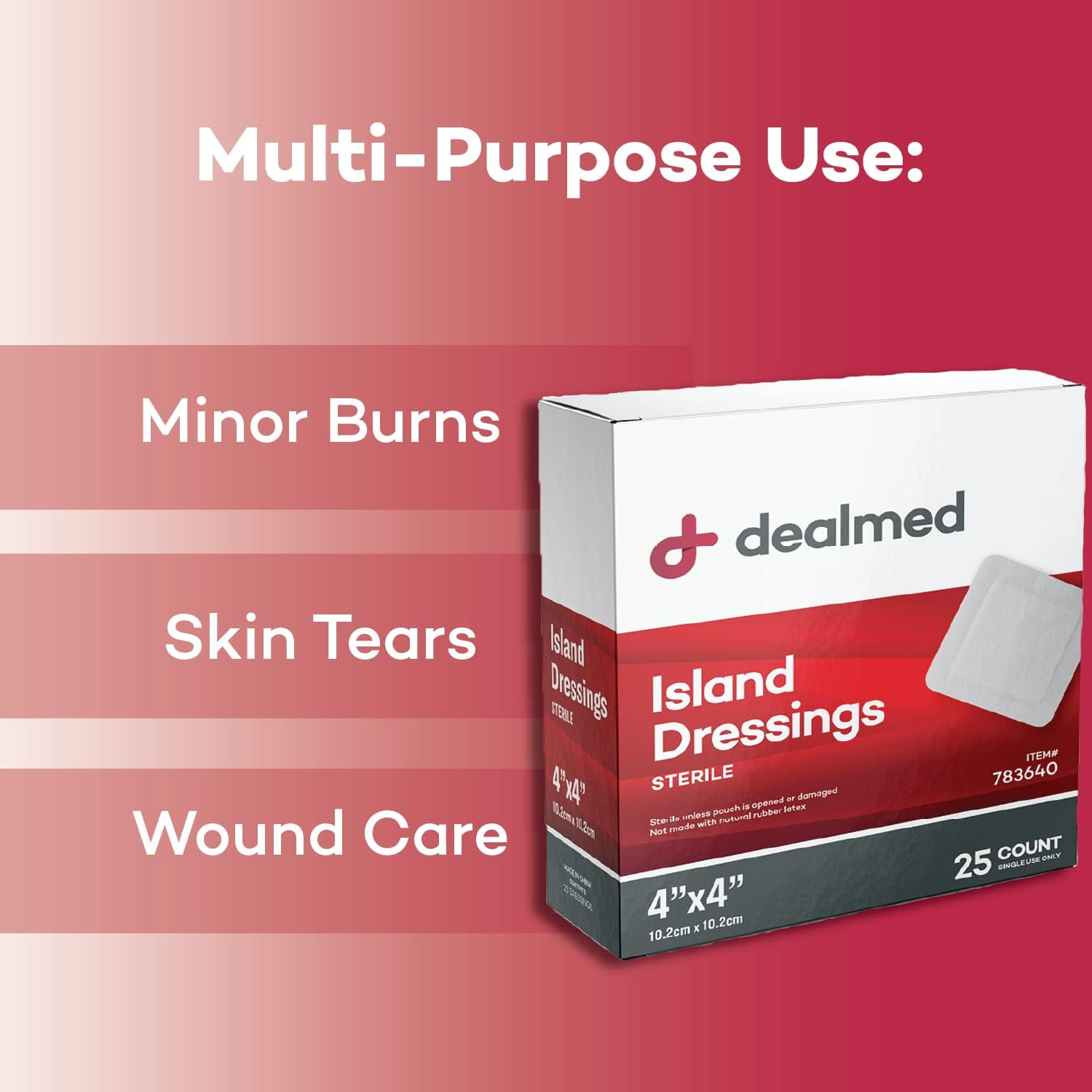 Dealmed Sterile Bordered Gauze Island Dressings – 150 Count, 4" x 4" Gauze Pads, Disposable, Latex-Free, Adhesive Borders with Non-Stick Pads, Wound Dressing for First Aid Kit and Medical Facilities : Health & Household