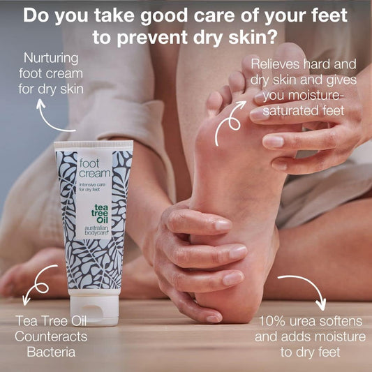 Foot Cream from Australian Bodycare 100ml | Hard Skin Remover for Women & Men | Treatment against Hard, very Dry & Cracked Feet with 10% Urea | Foot Care against Sweaty Feet with Tea Tree Oil