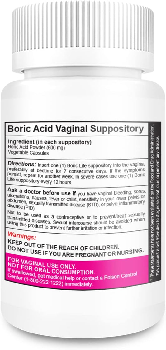 NutraBlast Boric Acid Vaginal Suppositories - 100% Pure Made in USA - Boric Life Intimate Health Support (14 Count)