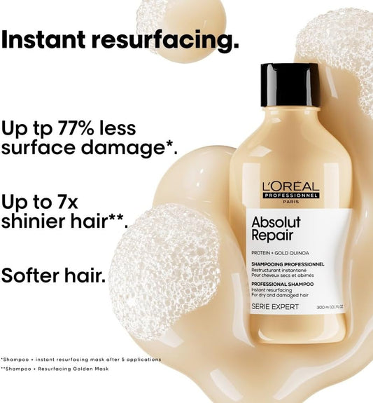 L’Oréal Professionnel Absolut Repair Hydrating Shampoo, For Dry Hair, Intense Softness & Shine, Moisturising & Nourishing, 300Ml