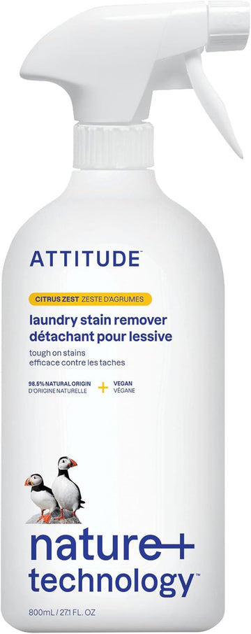 Attitude Laundry Stain Remover, Plant And Mineral-Based Ingredients, Vegan And Cruelty-Free Household Products, Citrus Zest, 27.1 Fl Oz