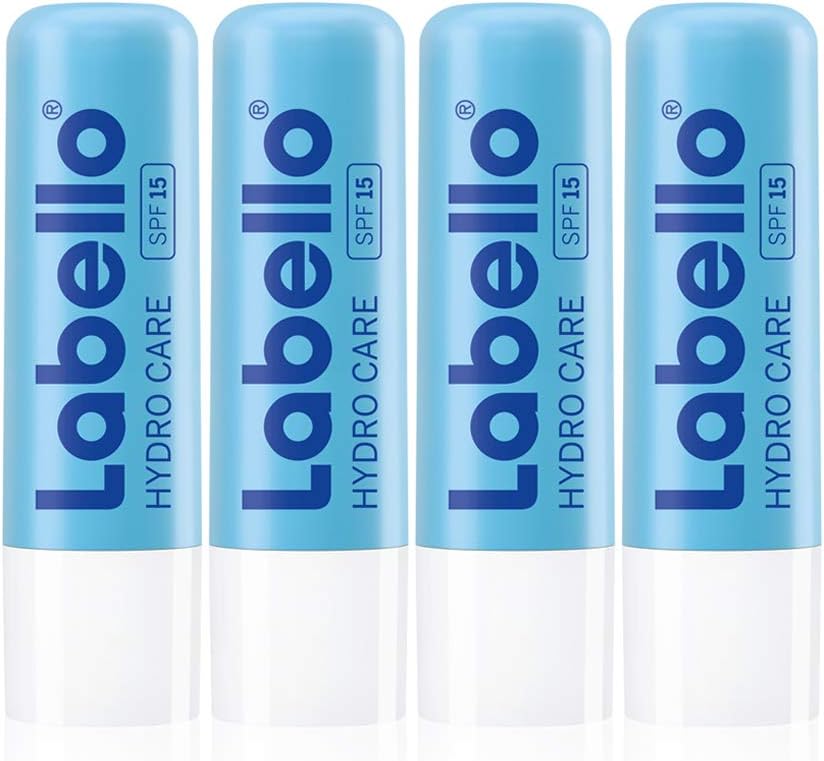 Labello Hydro Care Pack Of 4 (4 X 4.8 G), Lip Care Without Mineral Oils For Dry Lips, Lip Balm With Spf 15 And Shea Butter For Nourishing Lip Protection