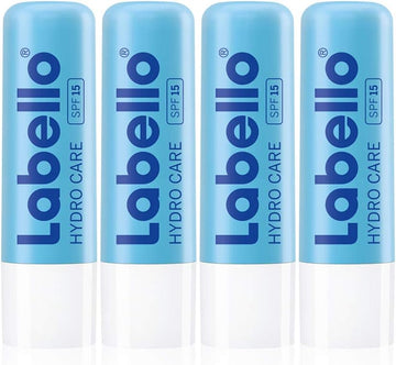 Labello Hydro Care Pack Of 4 (4 X 4.8 G), Lip Care Without Mineral Oils For Dry Lips, Lip Balm With Spf 15 And Shea Butter For Nourishing Lip Protection