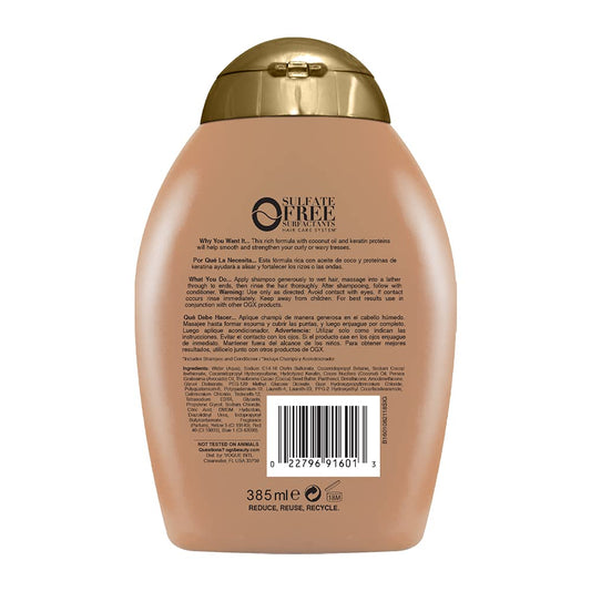 Ogx Brazilian Keratin Therapy Shampoo For Shiny Hair, Sulfate-Free, With Coconut Oil And Avocado Oil, 13 Fl Oz